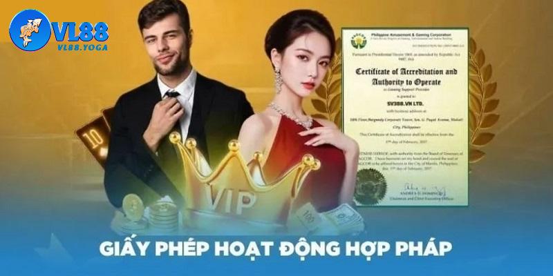 Những giấy phép hoạt động VL88 mà nhà cái sở hữu